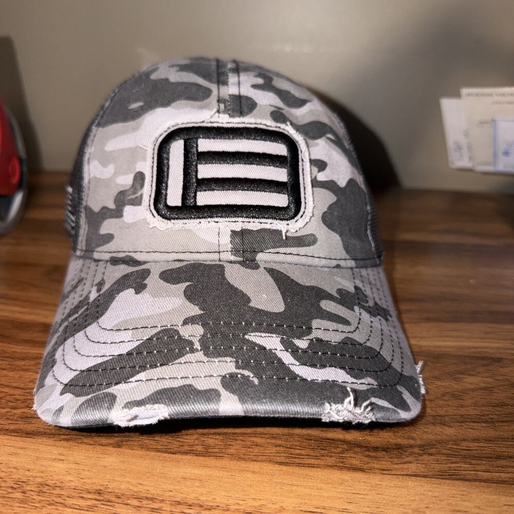 EOTECH Frayed Trucker Gray Camo Mesh Baseball Hat, Adjustable, Brand New
